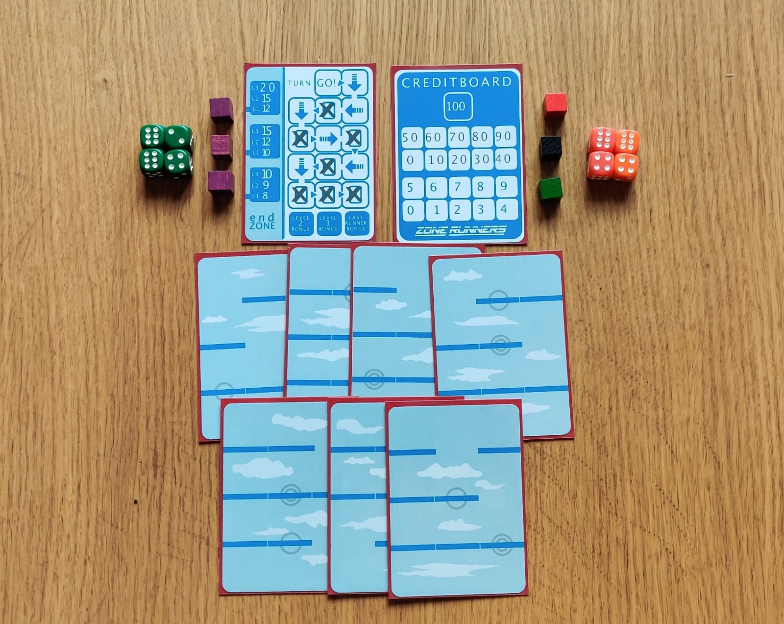 cards, cubes and dice