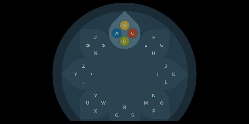 Daisy Wheel keyboard with ABCD pedal selected