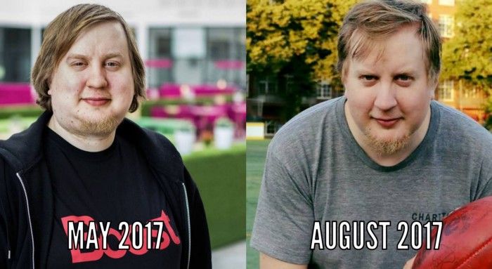 On the left: me in May 2017 and on the right: me in August 2017, after losing significant amount of weight