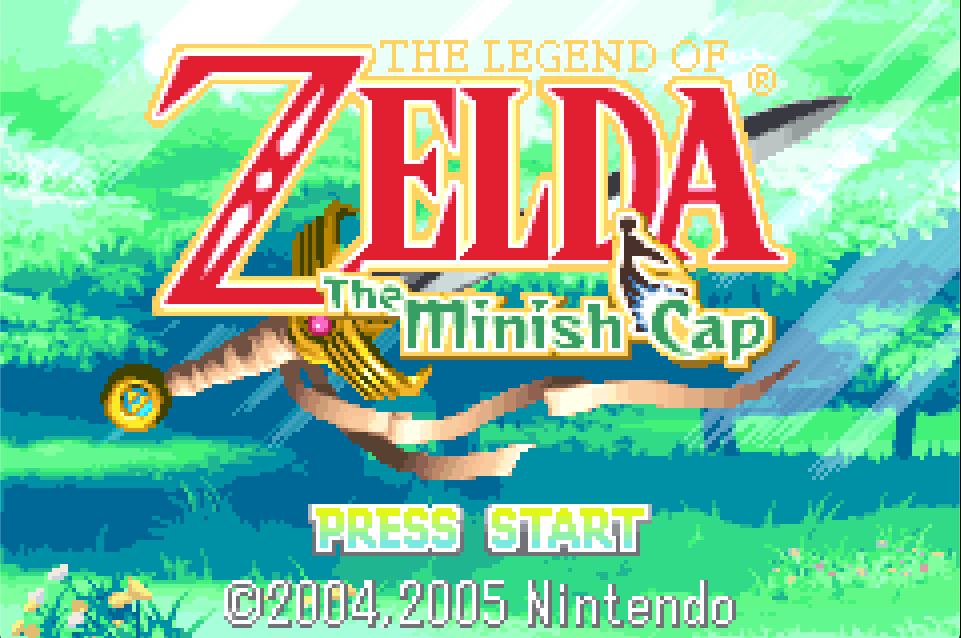 The Minish Cap opening screen with the logo and PRESS START text