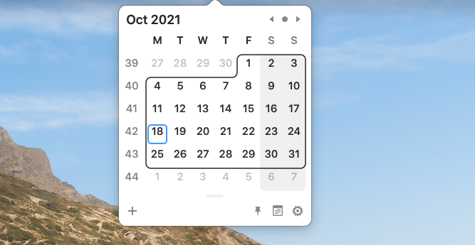 A calendar pop up with current date highlighted