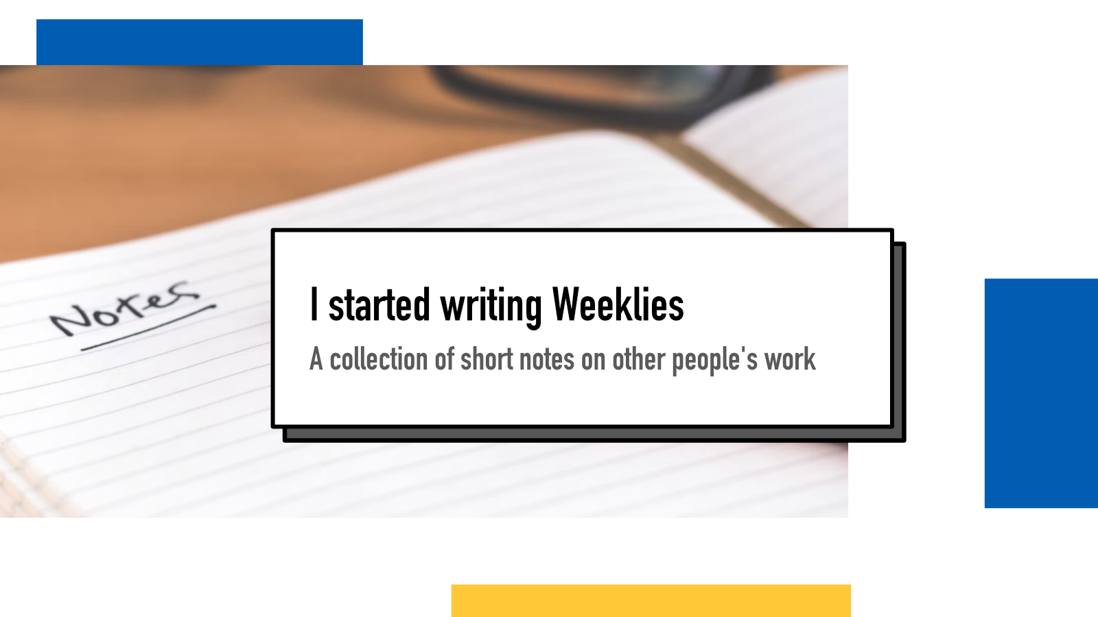Weeklies I started writing Weeklies : Juha-Matti Santala