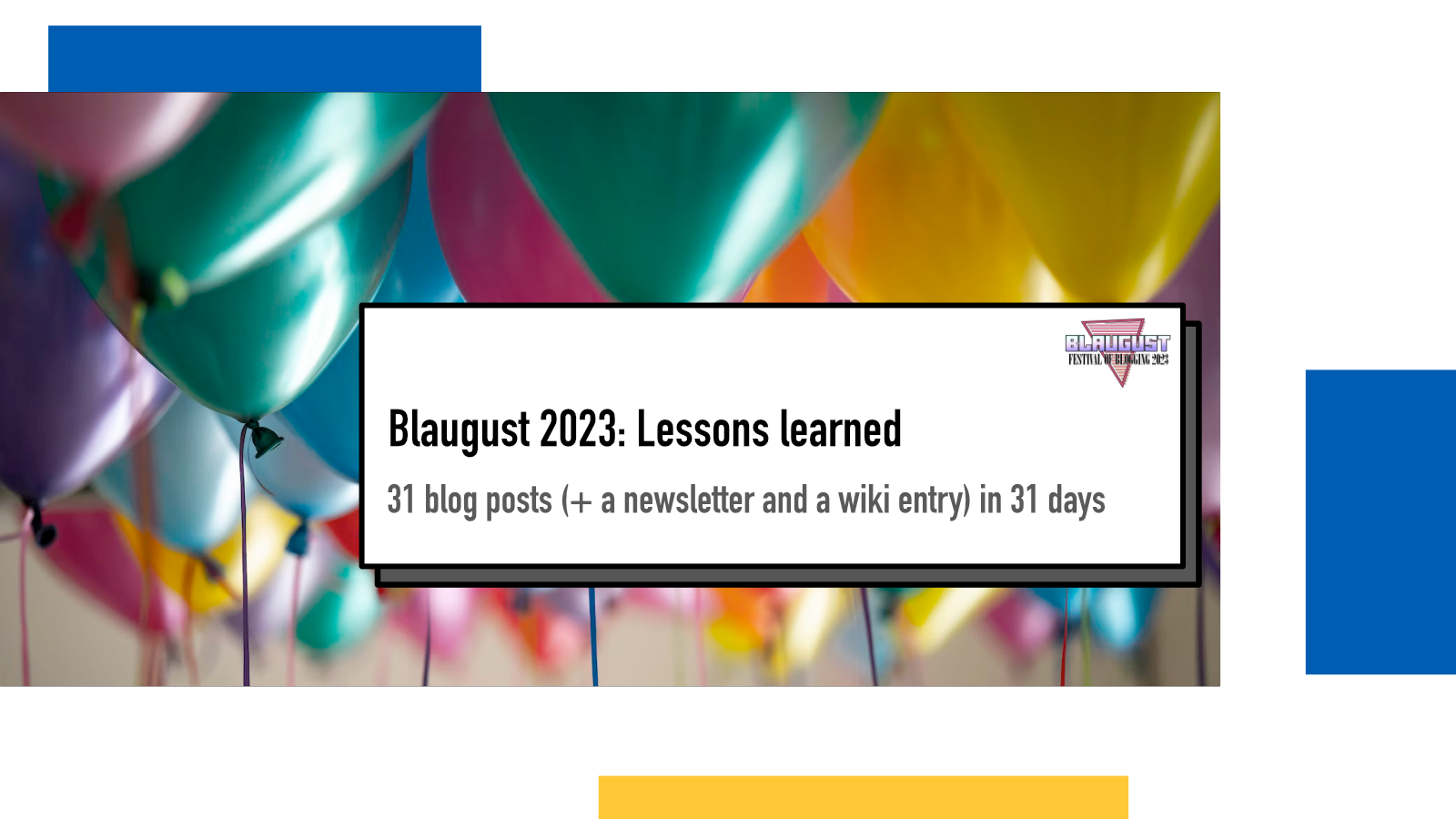 Blaugust 2023: Lessons Learned : Juha-Matti Santala