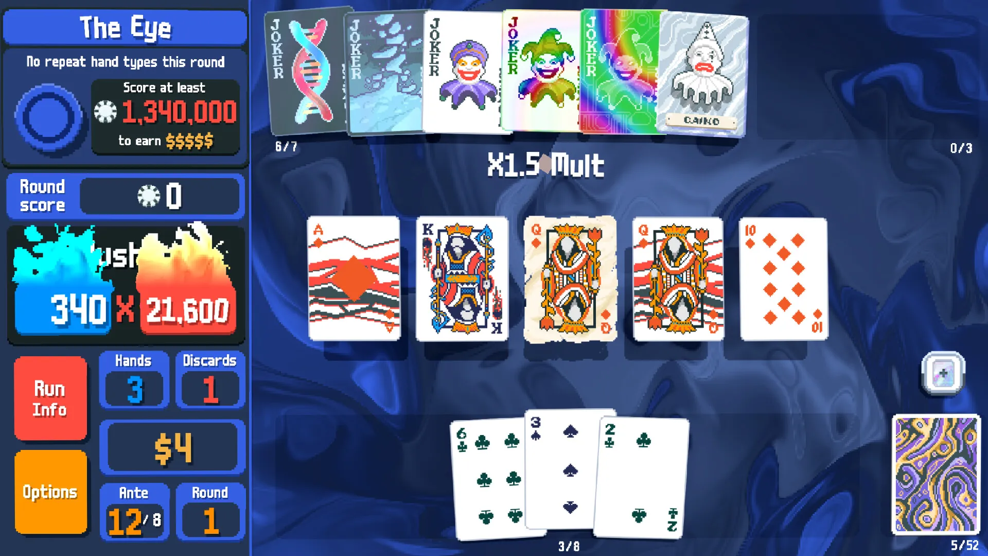 Screenshot of a hand in Balatro scoring over 7 million points 