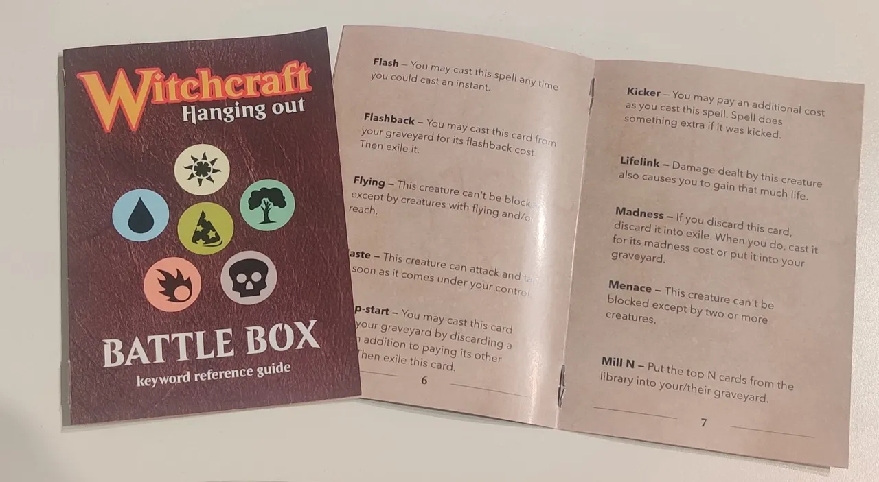 My custom keyword reference guide for Magic the Gathering Battle Box