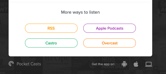 More ways to listen: Rss, Apple Podcasts, Castro, Overcast 