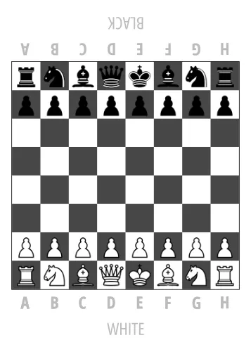A chess board with pieces in their starting positions 